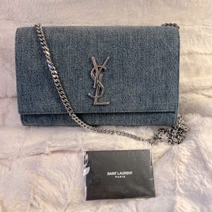 YSL classic bag in Jean and black leather